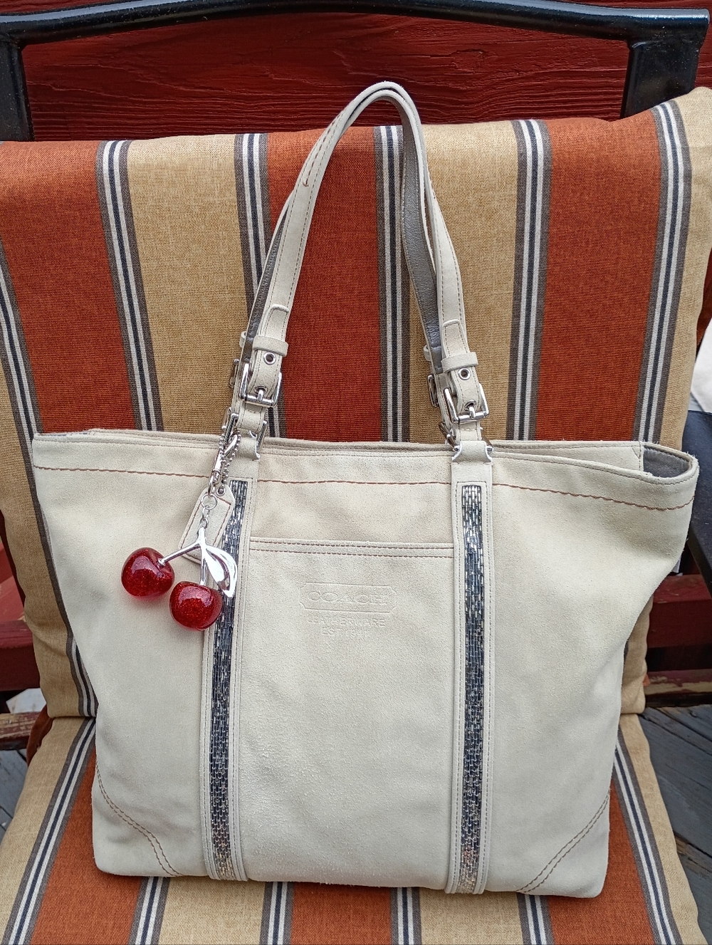 Coach Cream Suede Tote - Picture 4 of 17